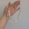 French Multi-Layered Pearl Tassel Necklace: Elegant Clavicle Chain with Fairy-like Charm
