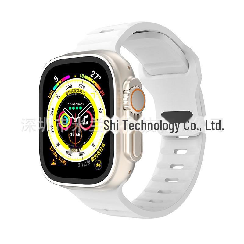 iWatch7 Diamond Buckle Horizontal Stripe S9 Silicone Strap for Apple Watch 8/Ultra