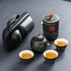 Portable Ceramic Express Cup, One Pot, Three Cups Travel Tea Set, Portable Teapot, Teacup Small Set Gift