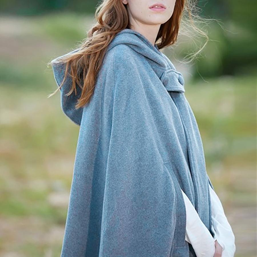 Fall Winter Women's Punk Loose Hood Button Wool Coat Over Size for Women,