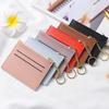 Thin ID Credit Card Holder Solid Color Leather Short Wallets Vintage Leather Coin Purse  Travel