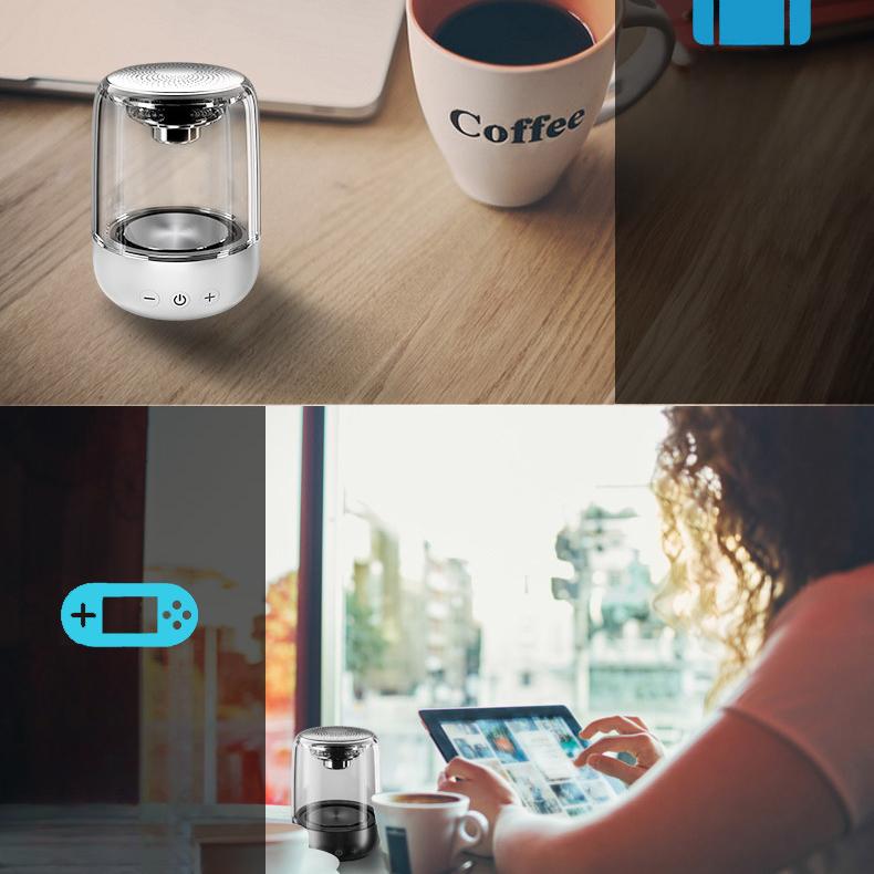 Wireless Bluetooth 5.0 Speakers Transparent Design Breathing LED Light TWS Bluetooth Speaker TF Card AUX Audio Input
