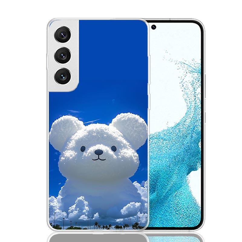 Sunny Clouds Teddy Bear Phone Case For Samsung Galaxy S26 Ultra S23 S24 S25 Edge S20 FE S21 S22 Plus Soft Print Shell Cover Fund