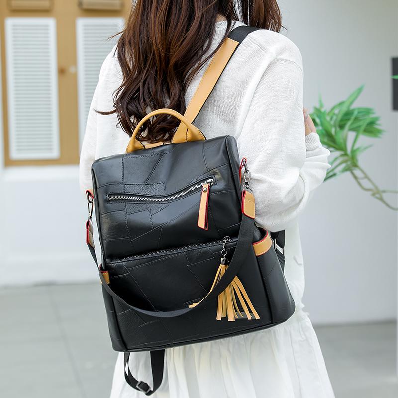 Damryggsäck i retrostil Ryggsäck med stor kapacitet Multifunktionell axelväska