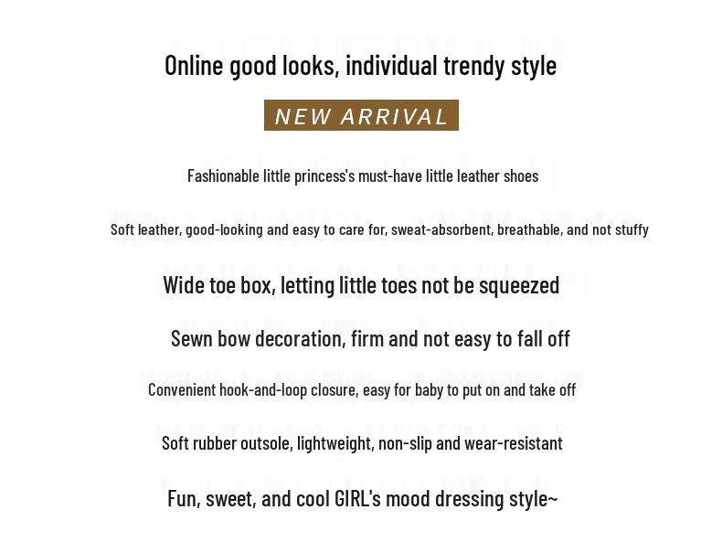 Spring 2026 Girls' Leather Princess Shoes - Fashionable, Soft Sole, Little Black Dress Shoes for Children