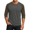 Men's Round Neck Contrast Color Raglan Three-quarter Sleeve Top T-shirt