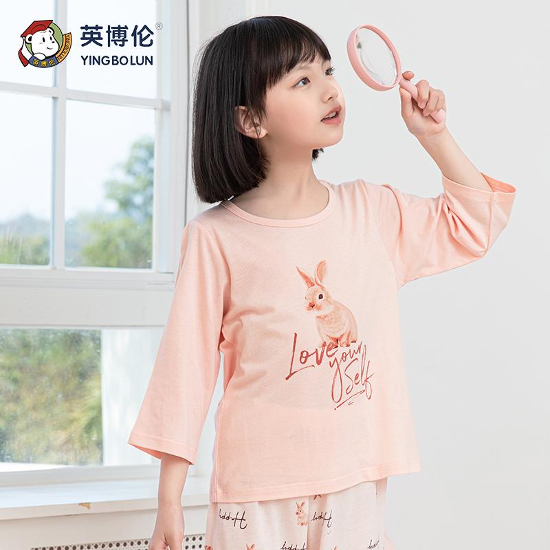 150G Lyocell 50.4% cotton 49.6% Lyocell Imbron girls' seven quarter sleeves