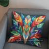 2D Stained Glass Pheasant Design Decorative Pillow Pattern Cushion Cover Suitable For Sofa Bedroom Car Pillow Cover