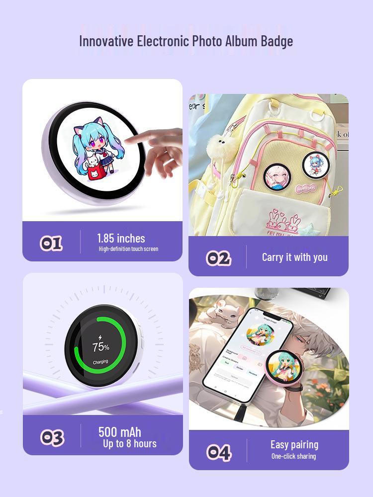 Cross-border Bluetooth Anime Star DIY Smart Touchscreen Badge Pendant