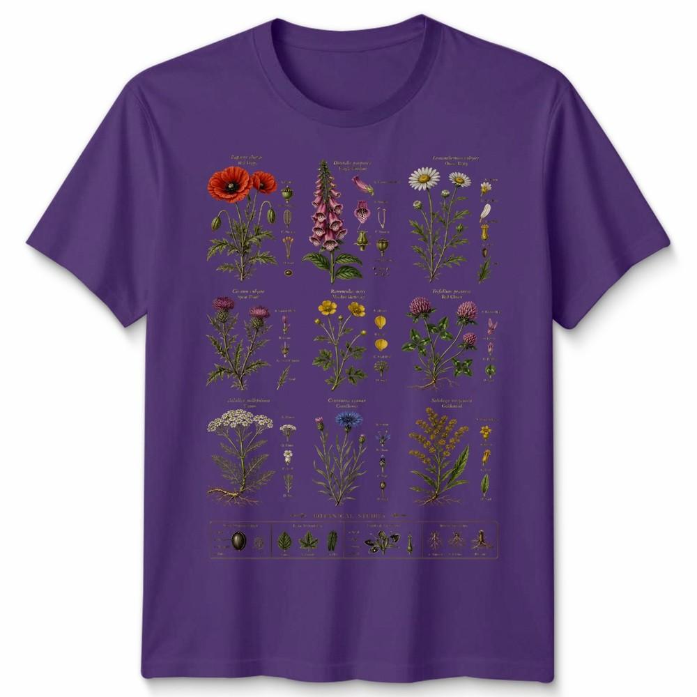 T-shirt Unisex Variazioni Floreali Fiori Selvatici Britannici Grafica Retro Cool
