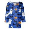 Women's Casual Fashion V-neck Loose Versatile Halloween Print Three-quarter Sleeve Top