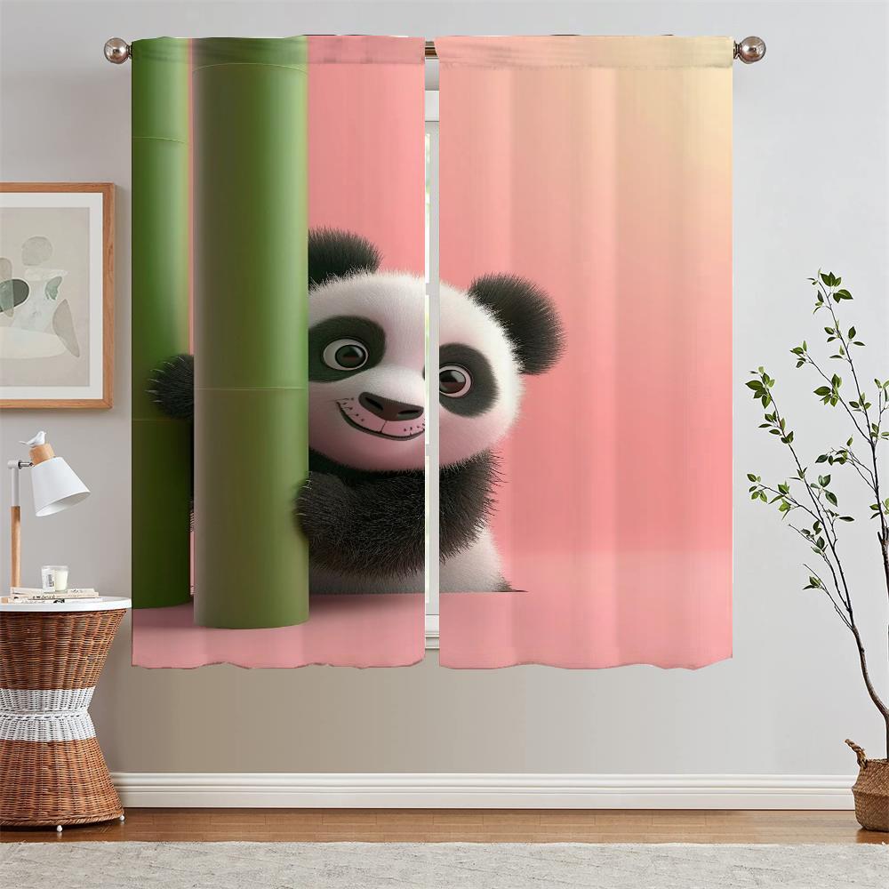 

Милые маленькие подхваты для штор в гостиную с пандой, кухонные шторы для дверей, шторы блэкаут для салона, 2 штуки, кудри, разделительная штора W50xH70cmx2pcs-CL