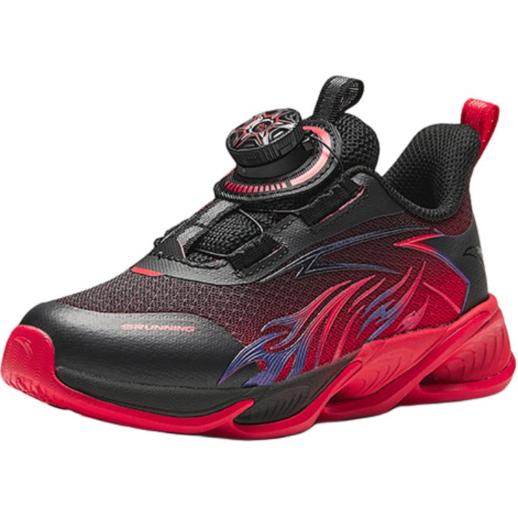 Anta Kids Red Flame Round Toe Comfortable Lightweight Shock Absorbing Low Top Running Shoes Kids Running Shoes Black A12439912-4
