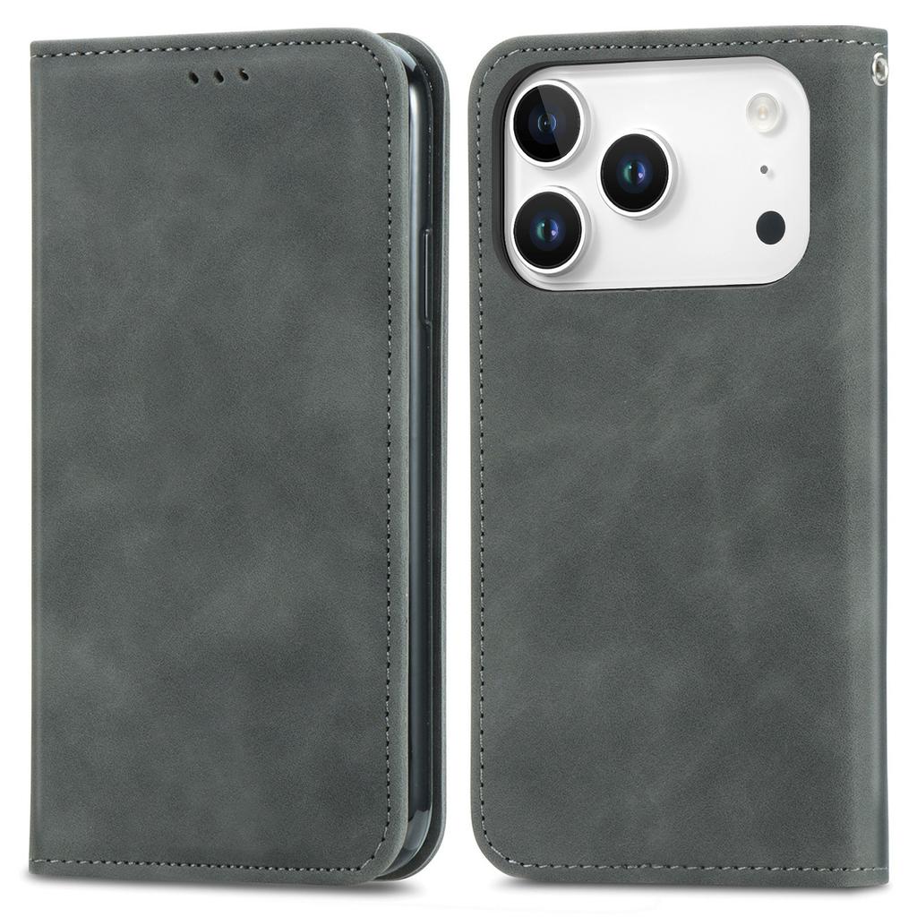 For iPhone 17 Pro Leather Case with Card Holder Magnetic Absorption Phone Cover