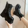 Fashion Comemore Chunky Platform Black Ankle Boots Women Shoes 2025 New Spring Autumn Leather Booties Punk Thick Bottom Motorcycle Boots
