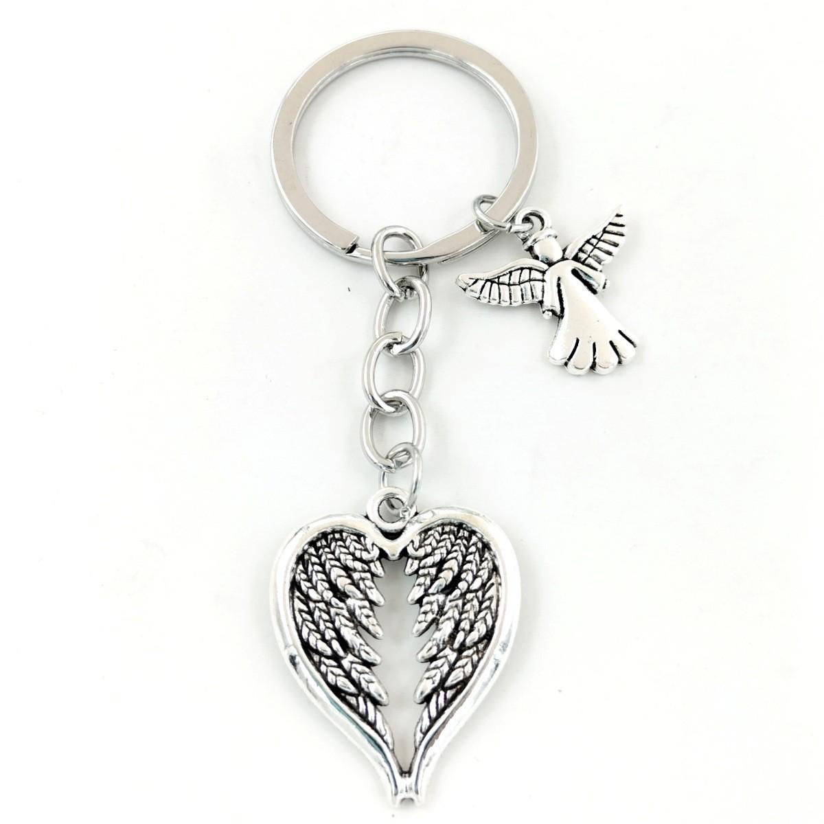 Heart-shaped Angel Wings Alloy Keychain - Fashionable Guardian Gift