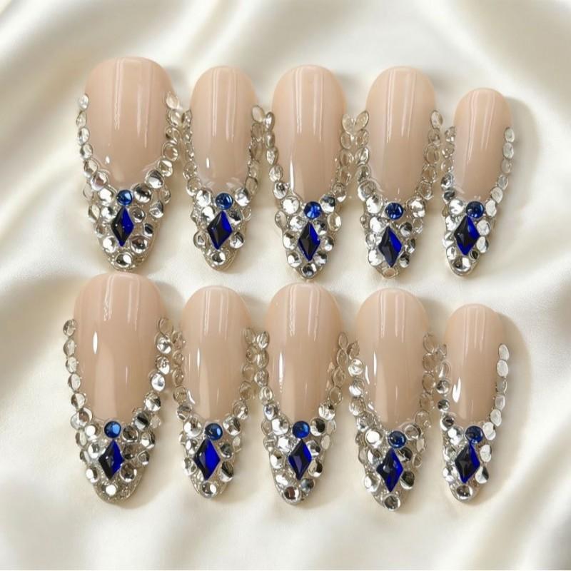 Reusable Press-On Nails Handmade Solid Color Short/Long Oval Almond Shape Women Men Teens AW1143