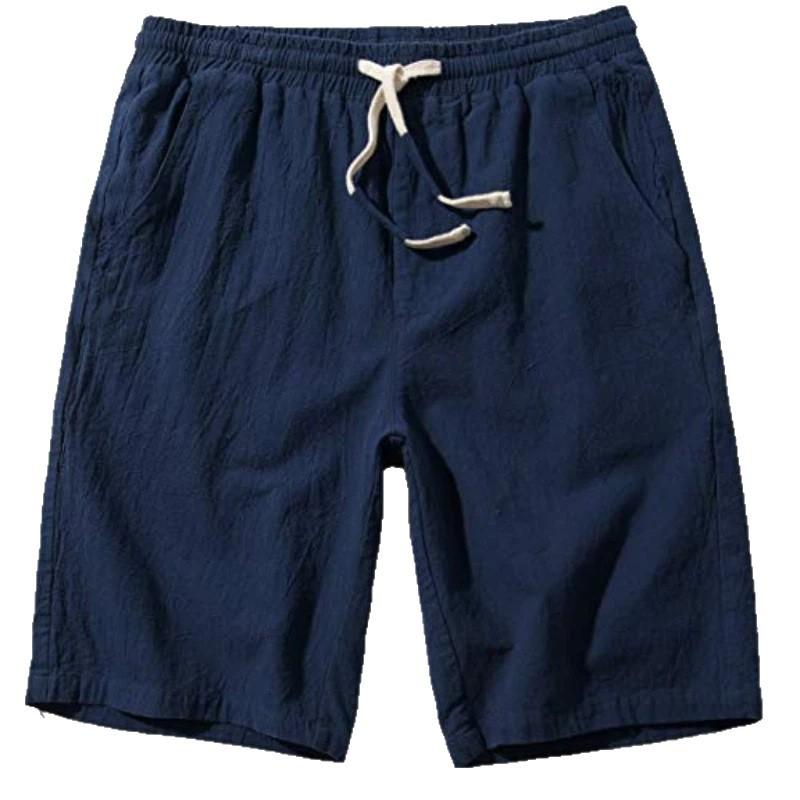 Herren Locker Atmungsaktiv Leinen Freizeit Knielang Sommer Strandshorts