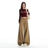 American khaki overalls women's autumn new multi-pocket retro casual wide-leg loose straight slightly pulled jeans