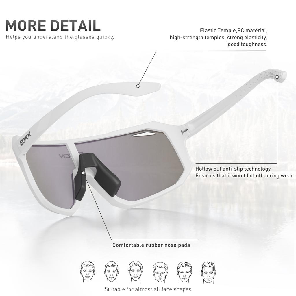SCVCN Cycl Brillen Photochrome Radsport Sonnenbrillen Herren UV400 Brillen Sport MTB Outdoor Brillen Fahrrad Brillen Damen Sonnenbrillen