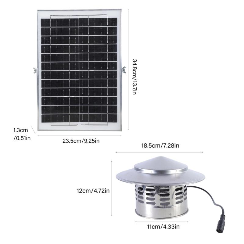 Solar Roof Ventilator 110mm Duct With 15W Solar Panel For Greenhouse Kitchen Bathroom Energy Efficient Low Noise