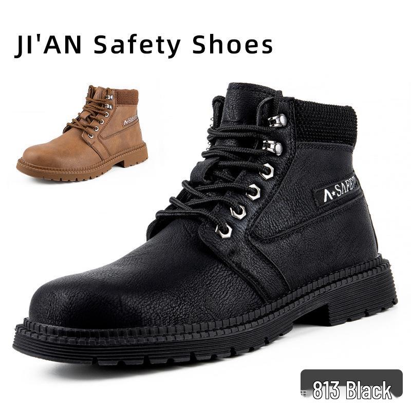 Temu Men's Lightweight Anti-Smash High-Top Slip-On Safety Shoes