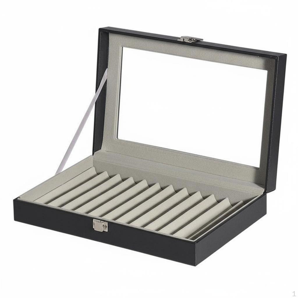 Pen Collection Case Elegant Writing Display for Study Room, Office Blackbeige 12 Slots