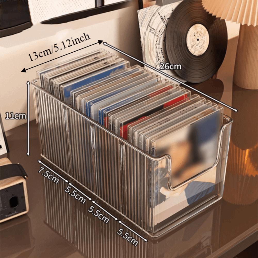 4 Compartment Vinyl Record Display Boxes Spacious CD Storage Case Clear DVD Holder  Optical Disc