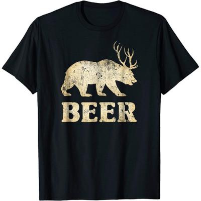 Men's Vintage Bear+Deer=Beer Funny T-Shirt Medium Asphalt