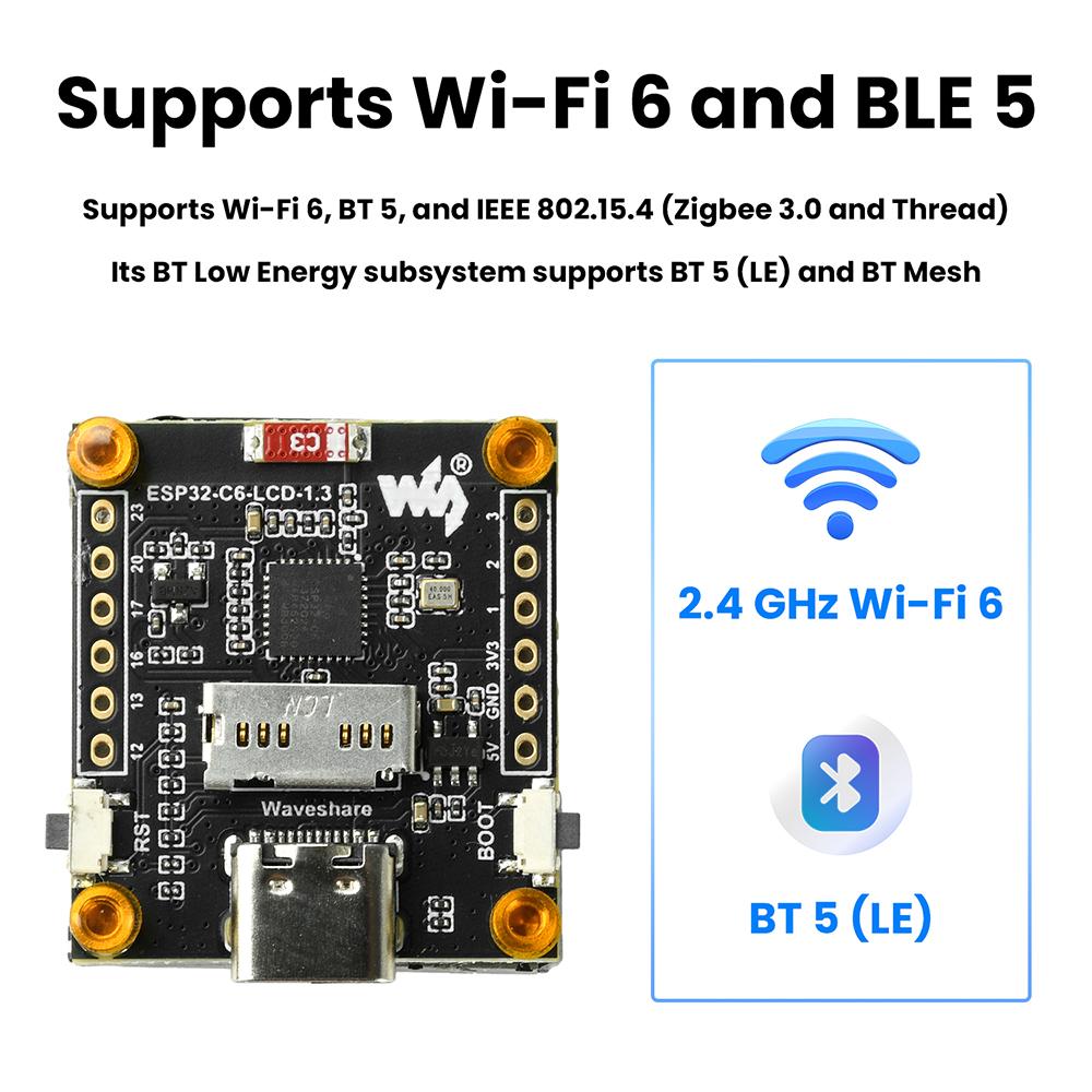 ESP32-C6 1.3-inch LCD display ST7789 WIFI Bluetooth development board 240x240 resolution single core processor Type C