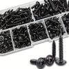 250pcs Self-Tapping Screw Set - M3/M4/M3.5 Sizes, Pan Head Phillips Drive, Black Carbon Steel for Wood Furniture