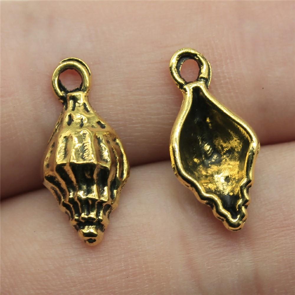 20pcs Antique Gold Color Plated Shell & Conch Charms For Jewelry Making DIY Crafts Making Findings