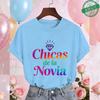 Spanish Girls Bridal Shower T-Shirts Team Bride Tribe Blouses Short Sleeve Tees for Bachelorette Hen Party Wedding Celebration