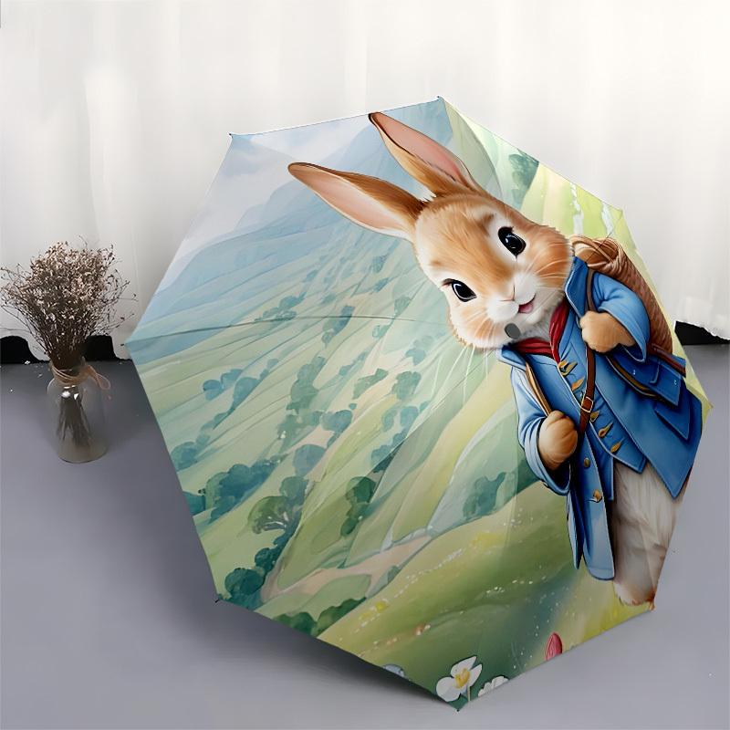 Rabbit, Countryside Automatic Opening and Closing, 8 rib Structure Portable Umbrella, Suitable for Men and Women in All Seasons Perfect Gif