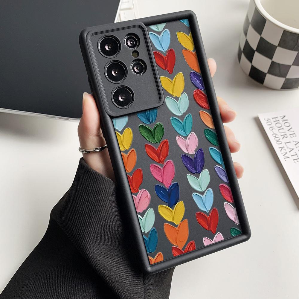 Soft Case For Samsung A55 5G S25 Ultra S24 FE A54 A16 A15 A53 A35 A34 A14 A13 A06 A05 A05s A33 A25 S23 S22 Plus Love Heart Cover