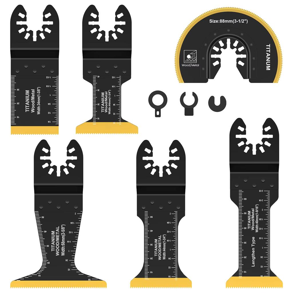 3/6PCS Titanium Oscillating Saw Blades Kit, Plunge Cutting Multitool Blades for Metal Wood Nails Screws, Flush Cut Universal