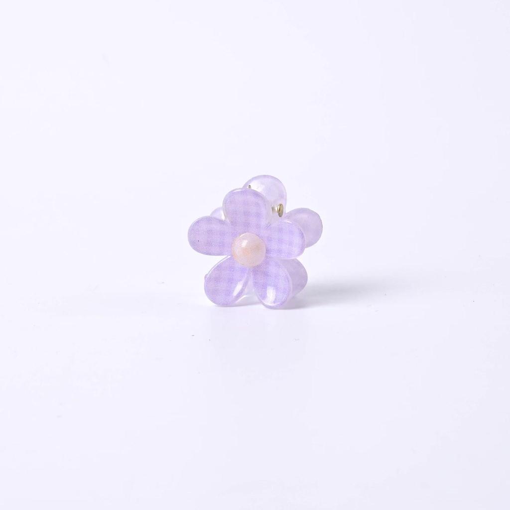 2.5cm Frangipani Grid Print Hair Claw Clip for Kids
