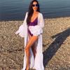 Sexy Long Coverups Bikini White Multilayer Ruffle Sleeves Summer Beach Dress Elegant Women Beach Wear Swim Suit Cover Up D5