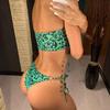 Sexy High Cut Thong Leopard Bikini Women Swimwear Female Swimsuit Bikini Set Lace Up Bather Bathing Suit