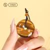Natural tiger eye stone peace pendant, tiger eye stone wood-changing stone pendant, raw stone crystal necklace for men and women