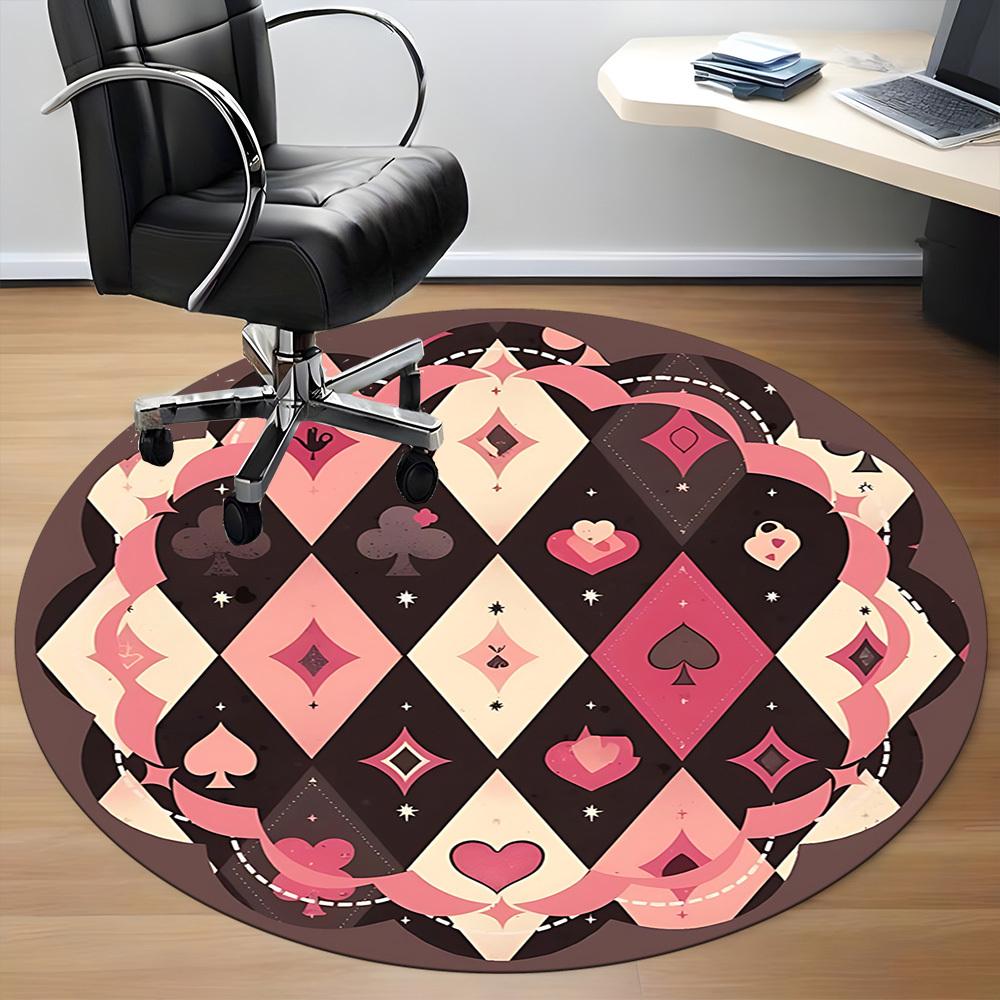 1PC Playing Card Pattern Chair Carpet for Office, Indoor Non-Slip Washable  Carpet, Soft Comfortable Mat For Office Room yy250930083