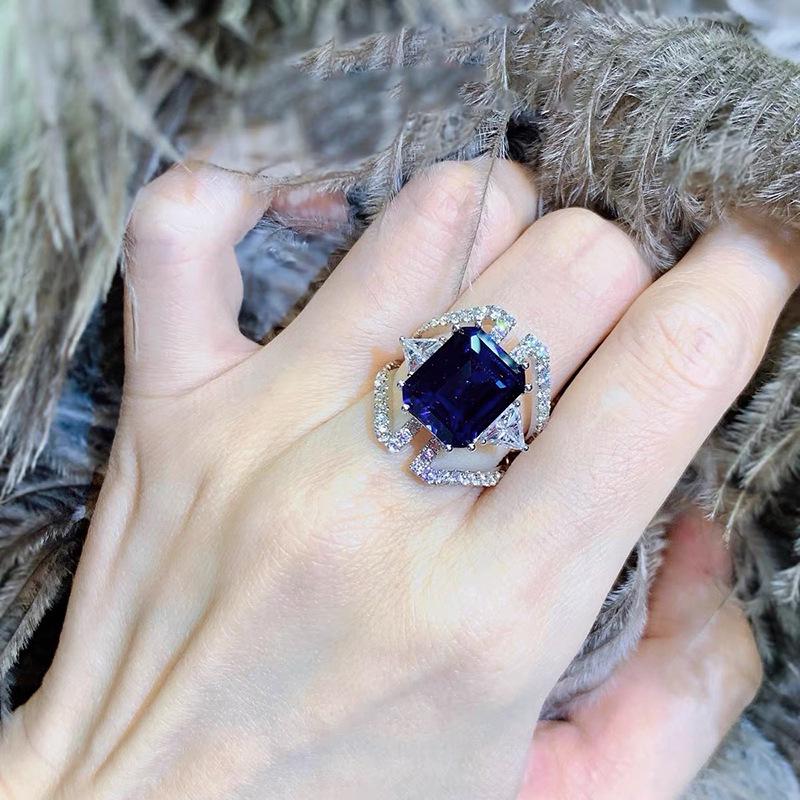 18K Gold Plated Sapphire & Diamond Ring - Luxurious, Durable, Versatile Women's Jewelry