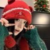 Sweet Neck Collar Beanies Cap Woolen Pullover Cap Cute Bear Ear Knitted Hat  Outdoor
