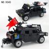 Model Police Military Vehicle Car X045 black Hummer off-road building blocks toys, children's assembled gifts, birthday gifts.