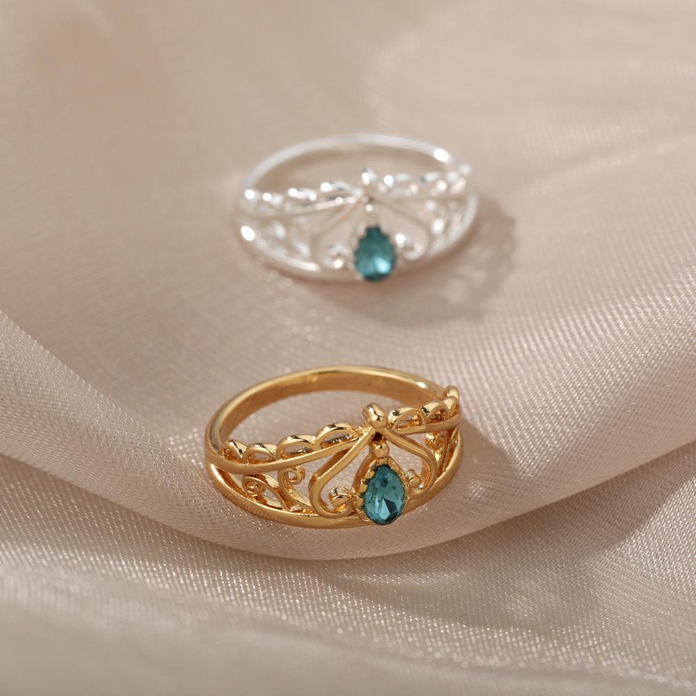 Vintage Opal Rings For Women Man Stainless Steel Sun Rings Moonstone Ring Accessories Jewelry Gift Best Friend Mom Bijoux Size 7