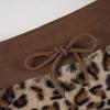 Y2K Leopard Patchwork Lace-Up Mini Skirt with Waistband