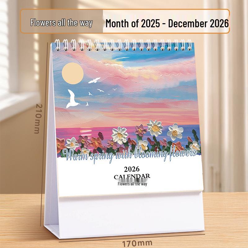 2026 Year of the Horse Customizable Thick Paper Table Calendar - Office Desktop Ornament with Company Logo Printing Available
