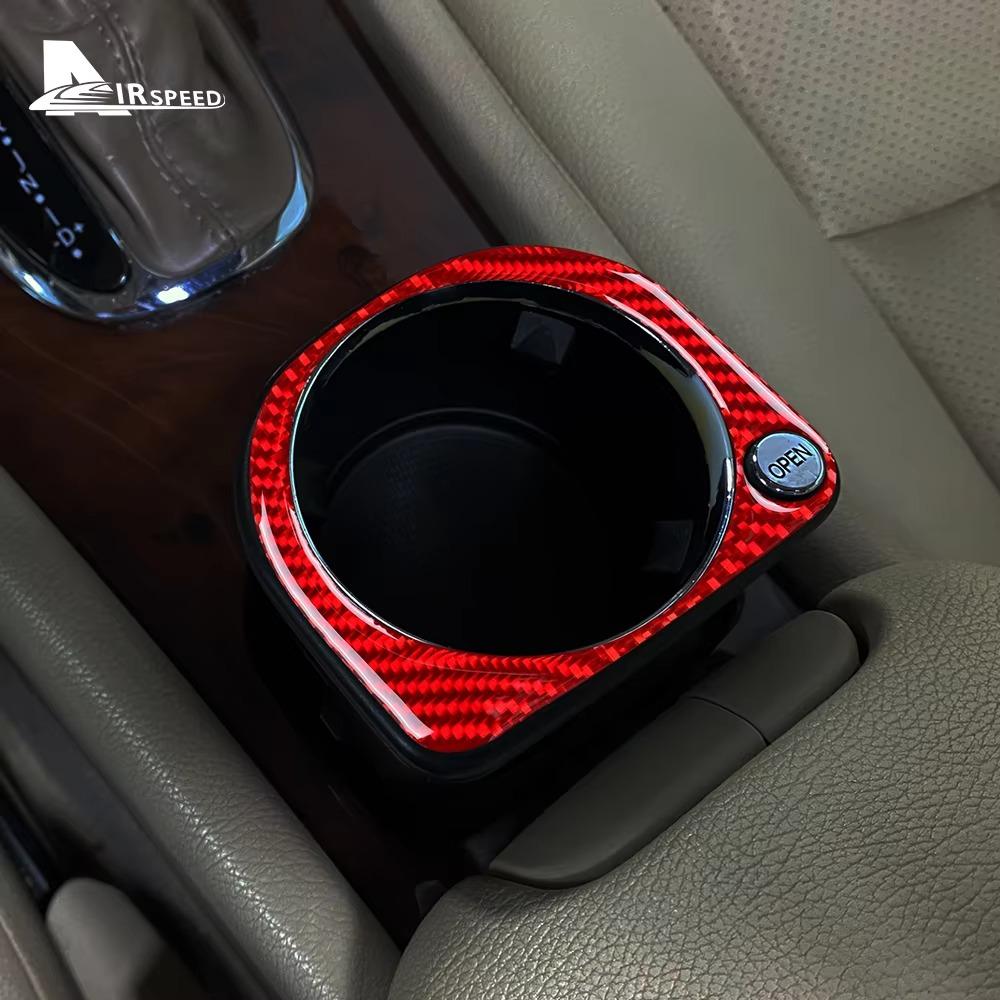 For Mercedes Benz C Class W203 2005 2006 2007 Real Soft Carbon Fiber Car Water Cup Frame Trim Sticker Interior Accessories