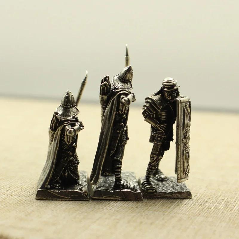 Military Sandbox Metal Copper Ornaments Figure Roman Legionary Soldier Model Archer Medieval  Toys  Desk Decoration