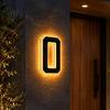 Weather Resistant House Sign Solar LED Number for Outside, 4.7" 6.7" Light Up Number, Modern Waterproof Address Outdoor Home Identification Plate Auto